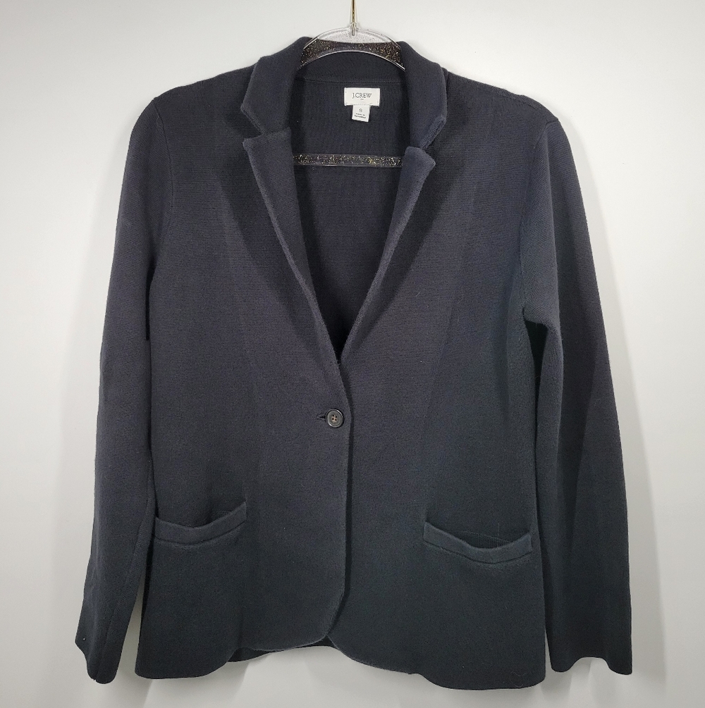 J. Crew Black 100% Cotton Button Sweater Blazer With Pockets Women's Size Small